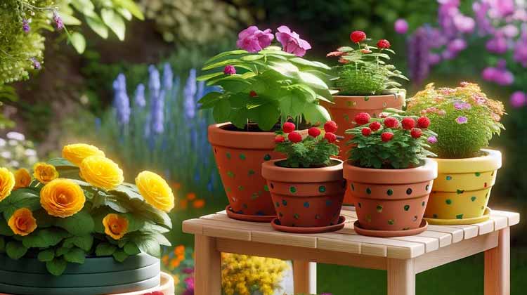 Plantenbakken in een kindvriendelijke tuin